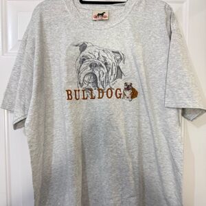 Gr8 Dog Classic With Embroidered Bull Dog Gray Line T-Shirt  Size XL